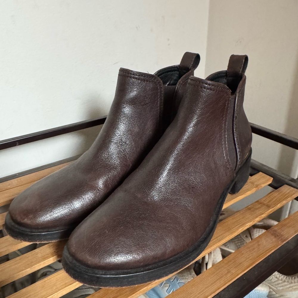 Classic Brown Leather Heeled Chelsea Boots